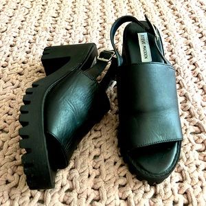 Black Steve Madden Wedge Chunky Heels